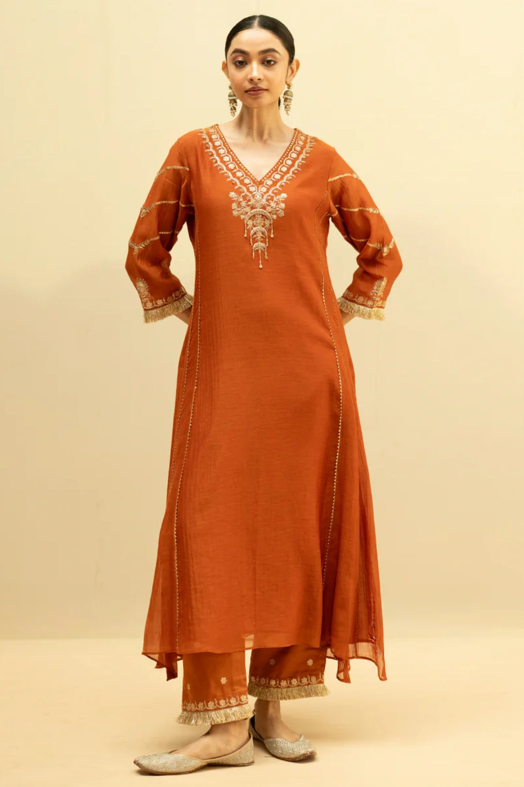 Chaandbali Mul Chanderi Aline Kurta Set