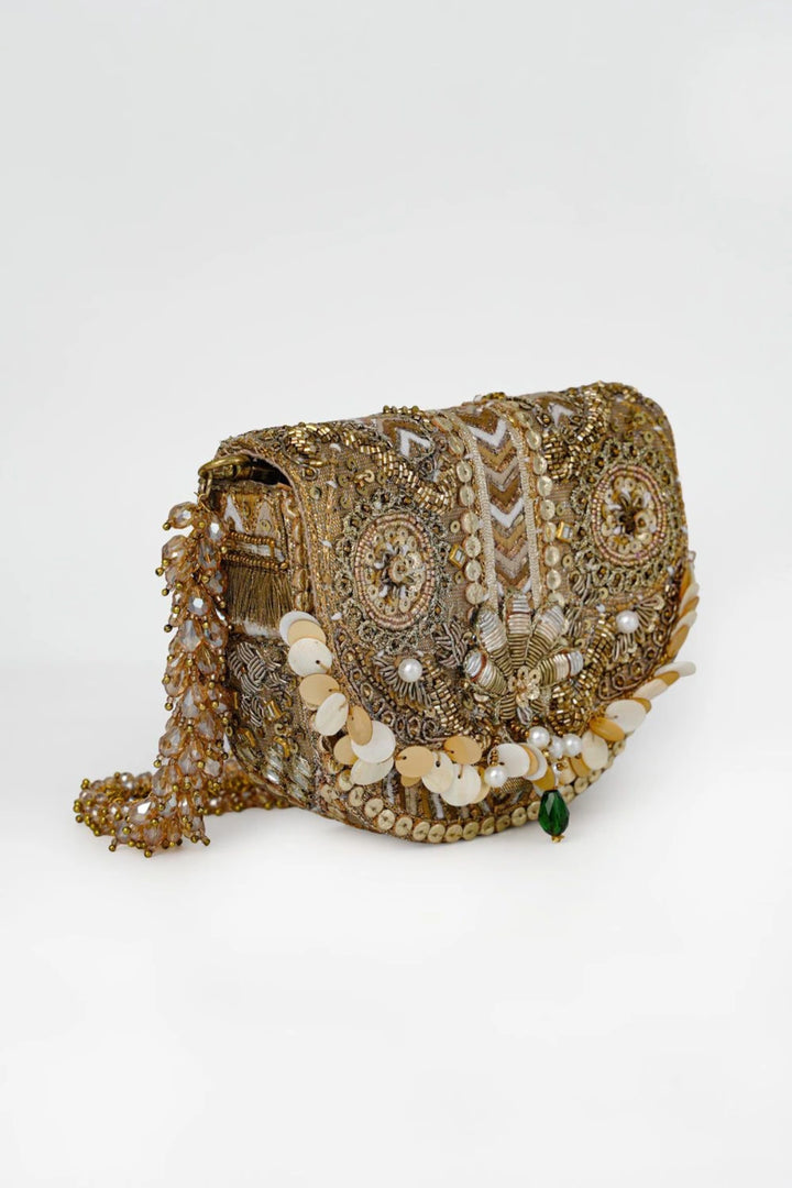 Rangrez Mini Flapover Clutch – Vintage Gold