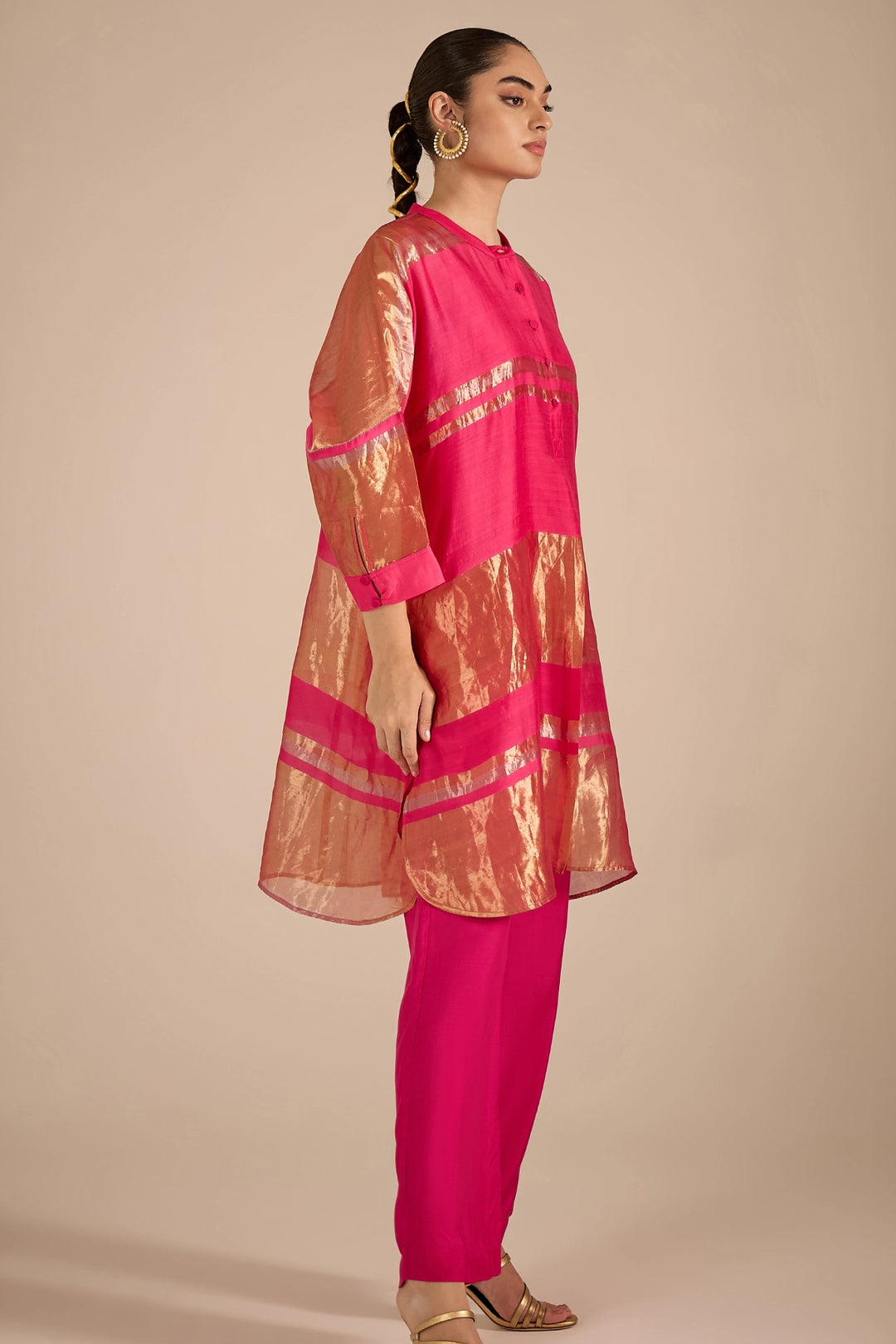 Pink Tissue Kimono Set