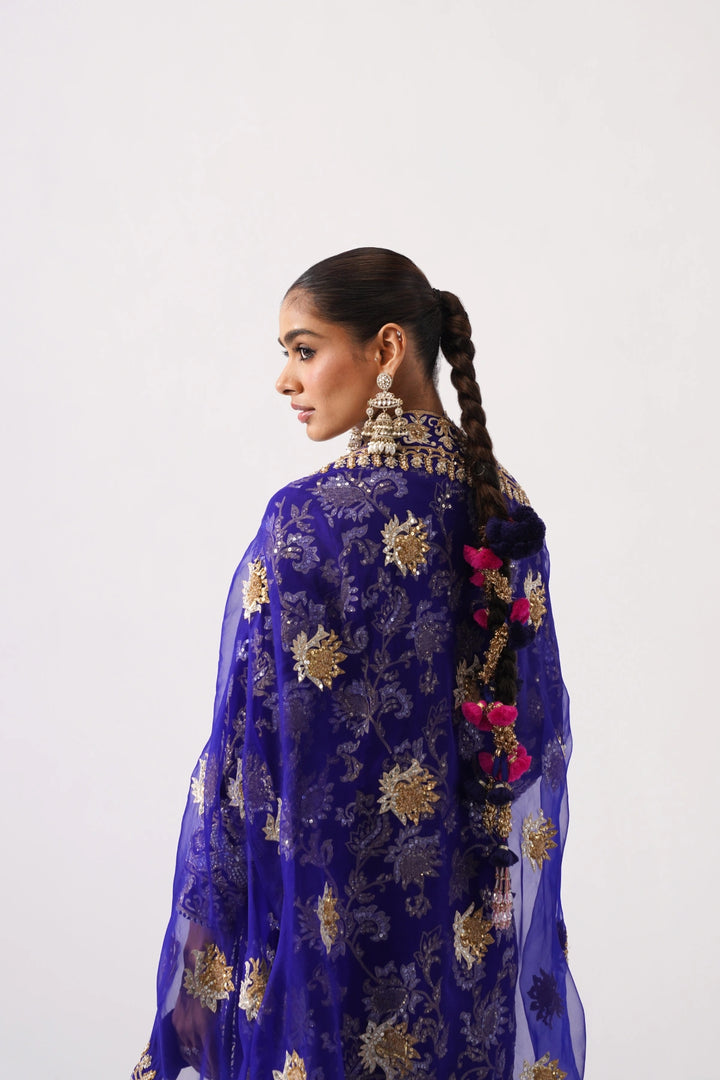 Zaar Bagh - Long Kurta Set - Dark Blue