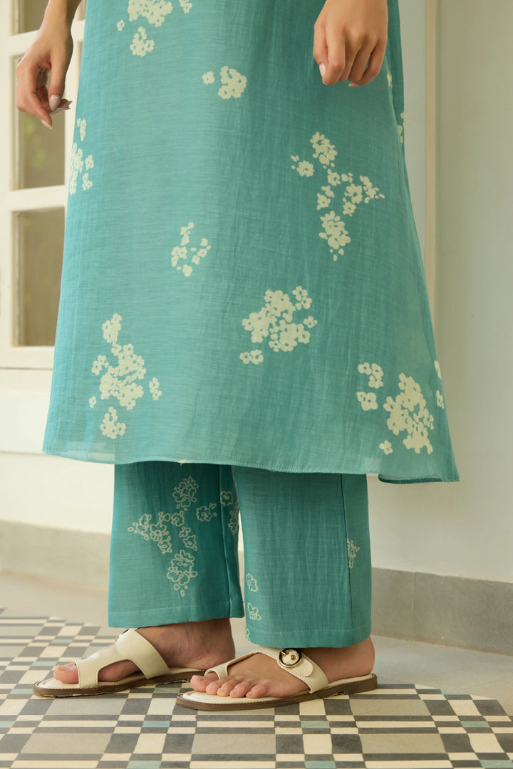 Aqua Floral Applique Co-ord Set