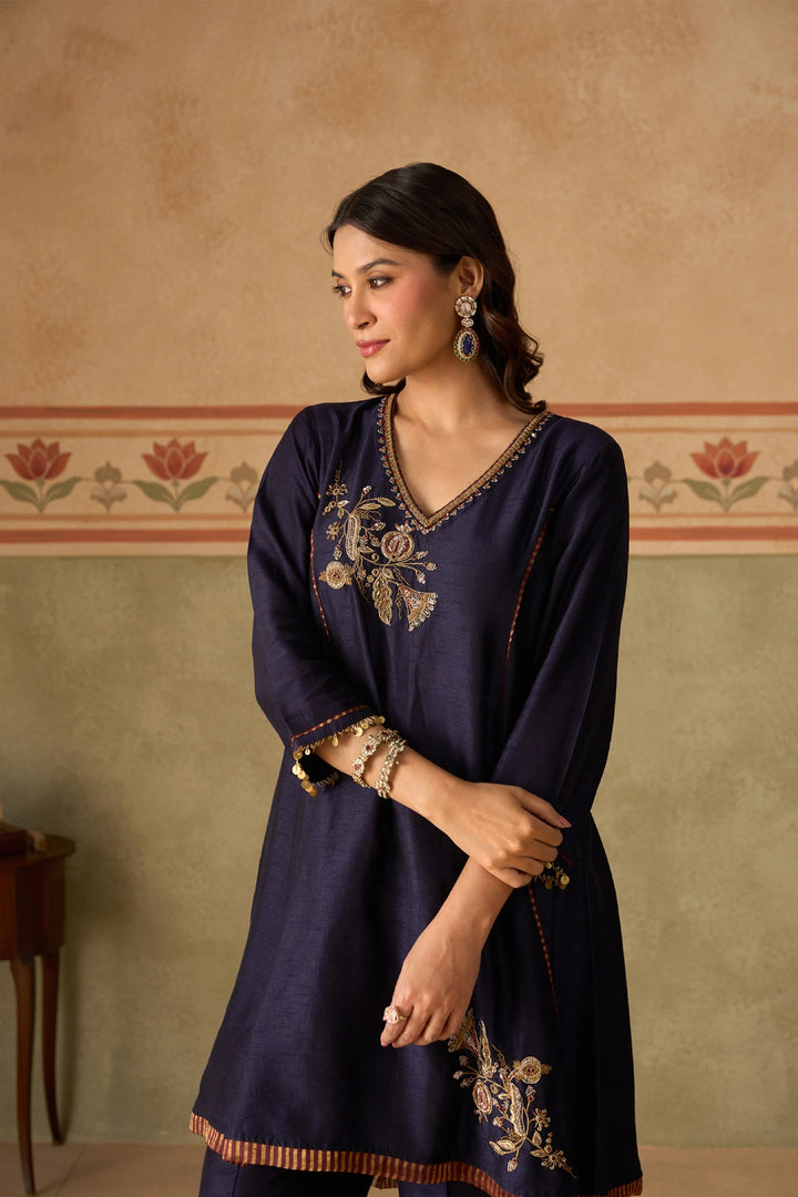 Navy Blue Kurta Set