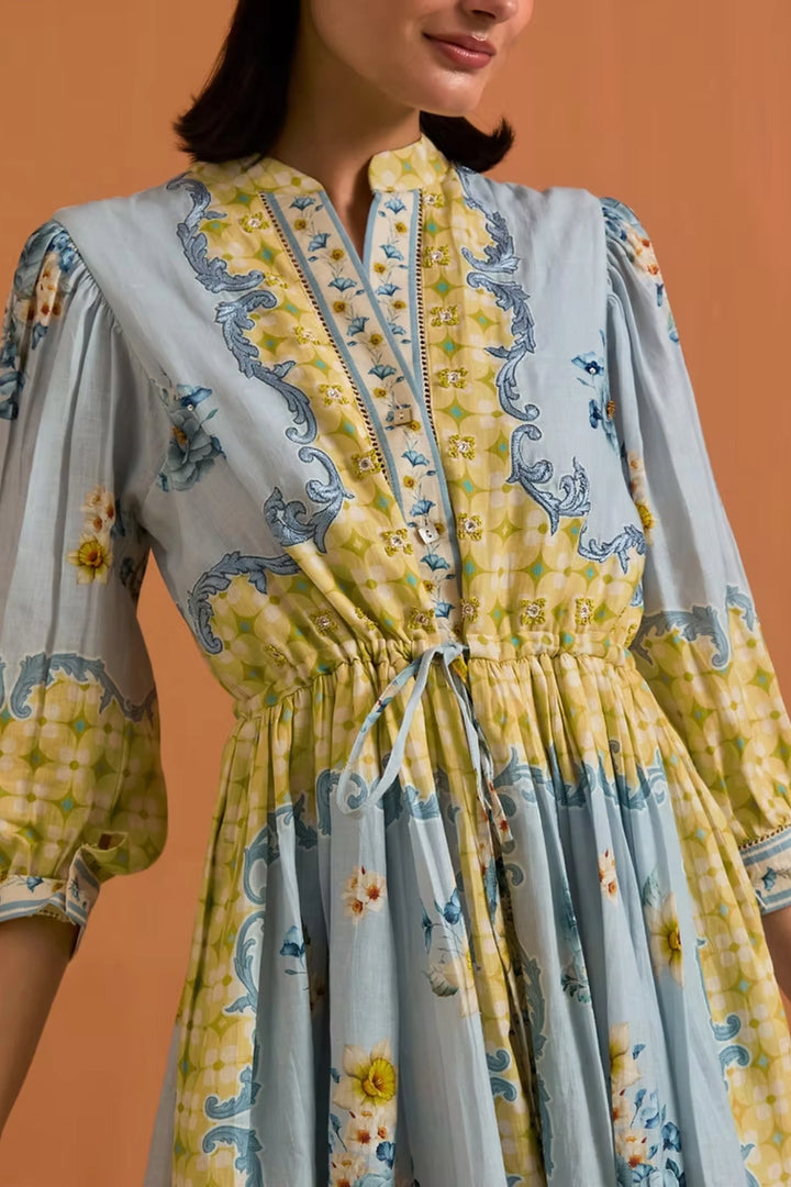 Verdant String Dress- Sky Blue