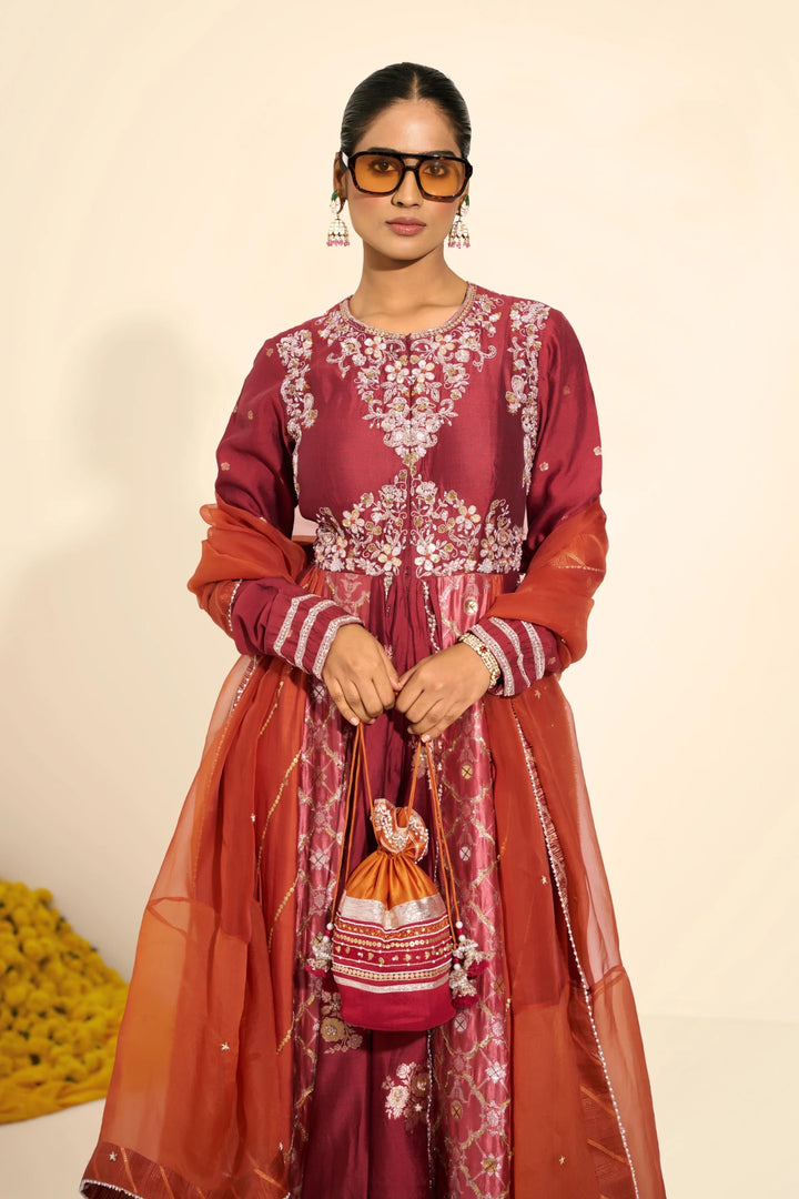 Front open anarkali set