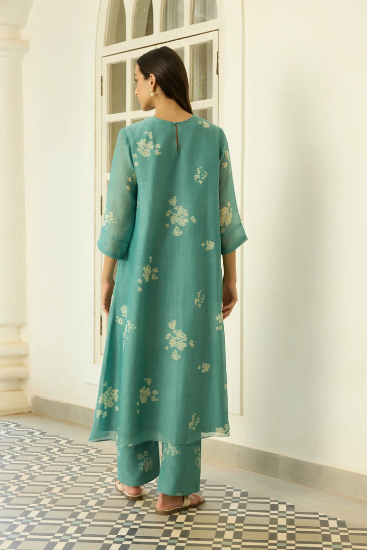Aqua Floral Applique Co-ord Set