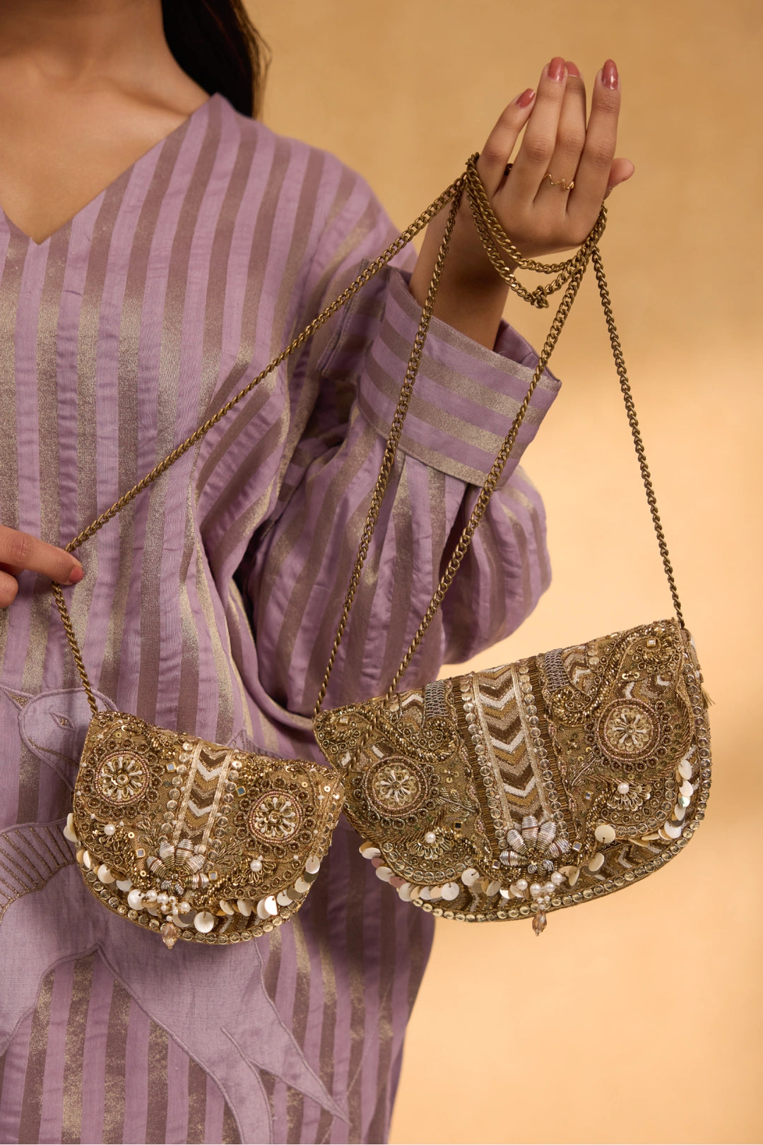 Rangrez Mini Flapover Clutch – Vintage Gold