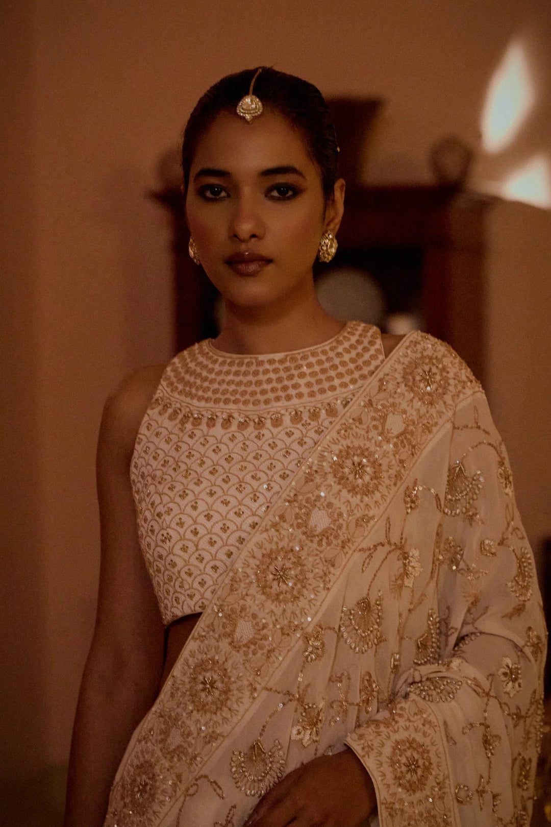 Ivory Pure & Premium Georgette Chikankari Saree