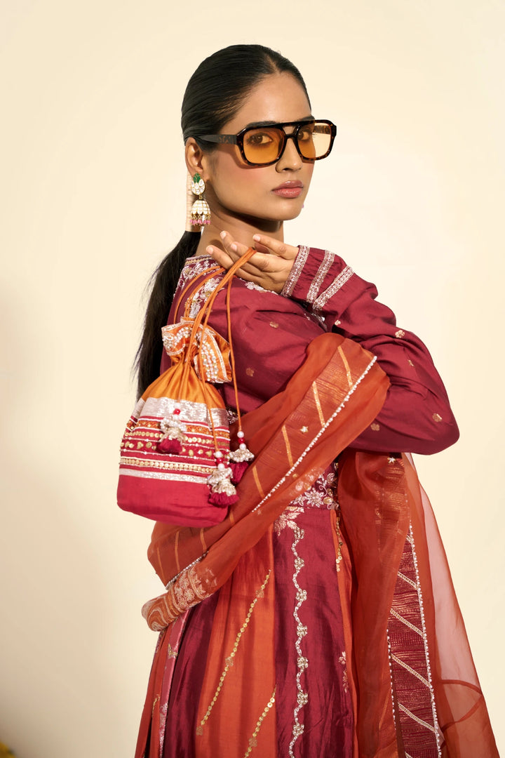 Front open anarkali set