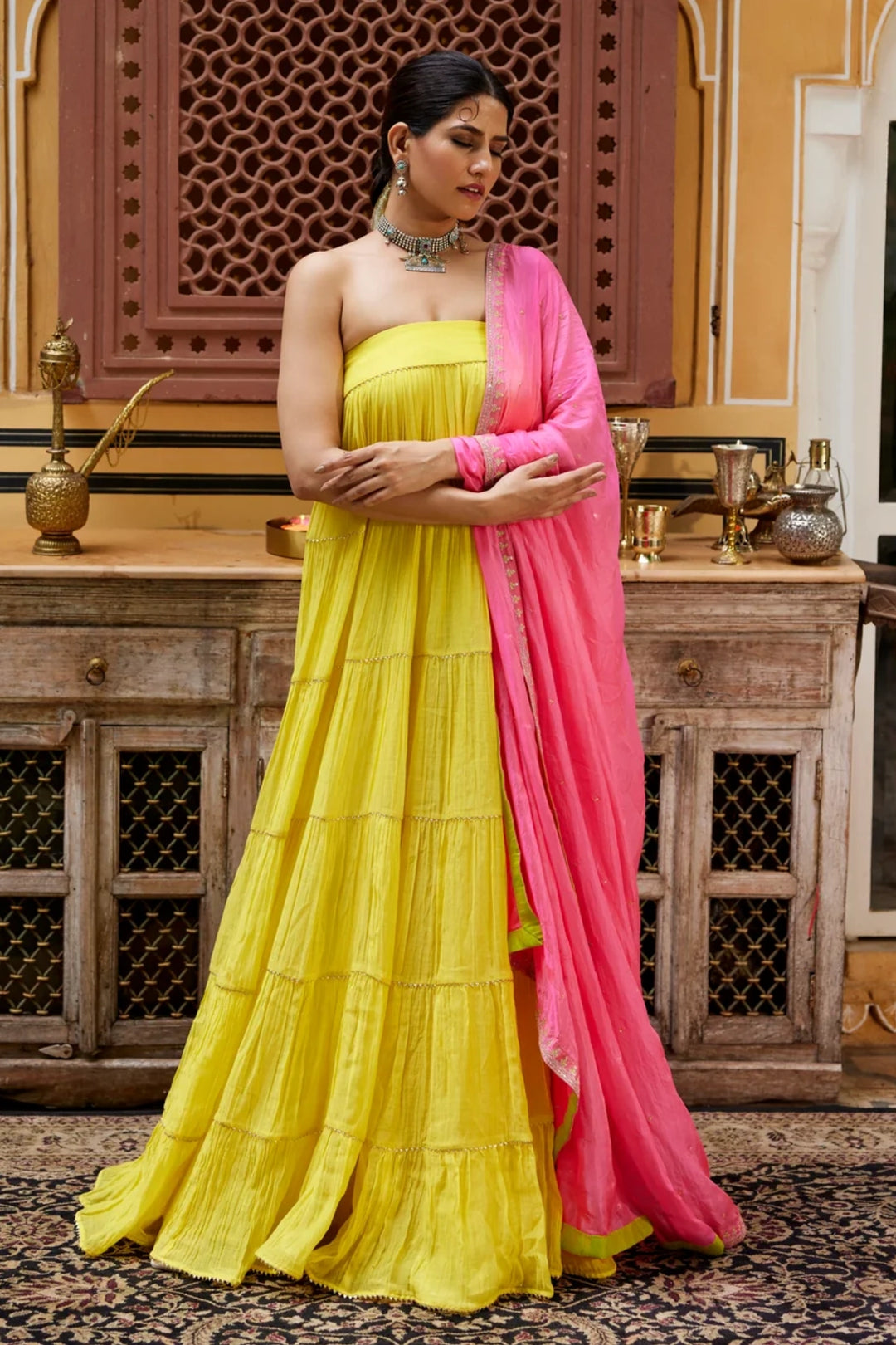Lime yellow tube Gown