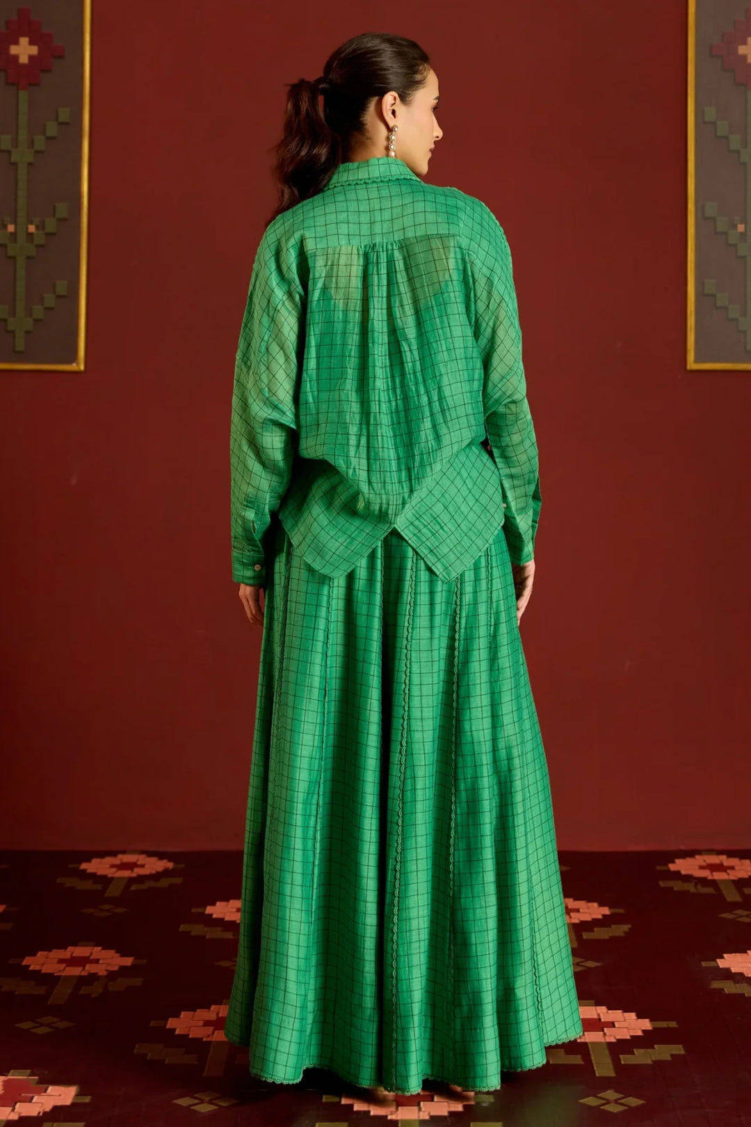 Green Chanderi Skirt