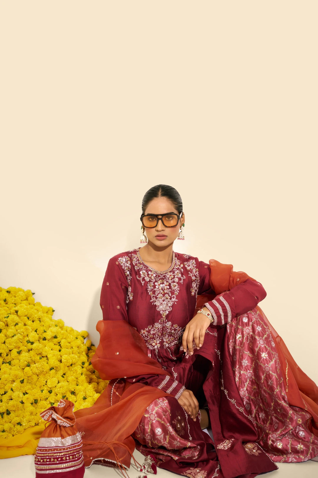 Front open anarkali set