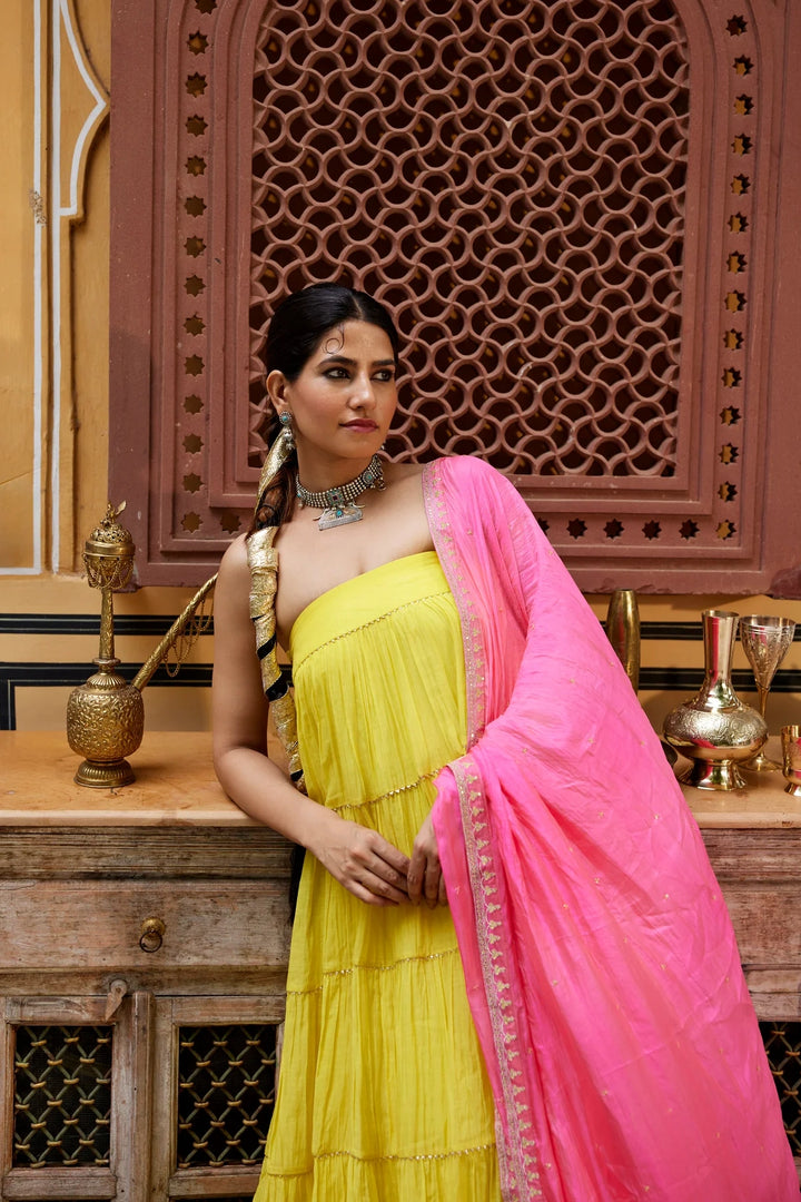 Lime yellow tube Gown