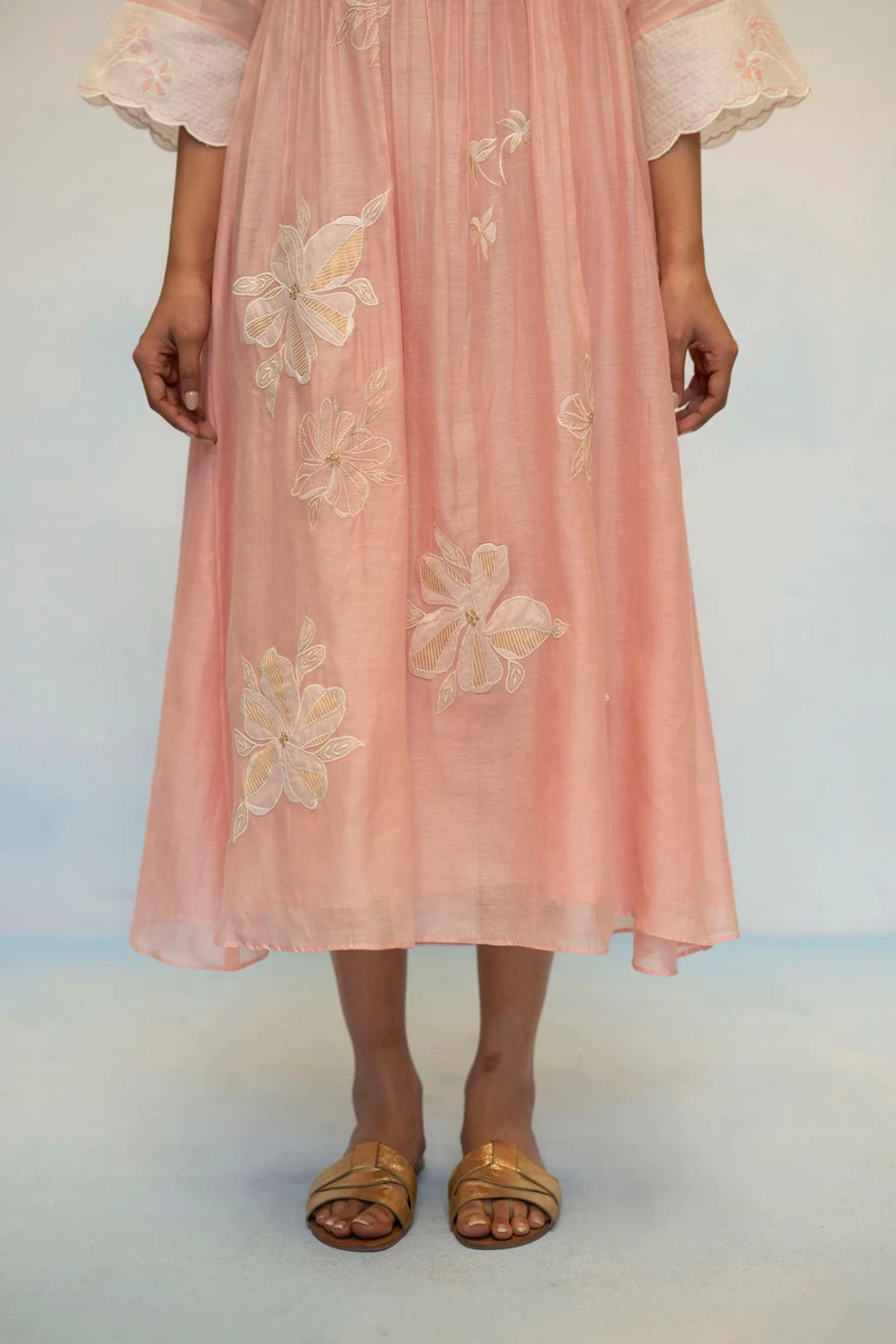Zara Mul Chanderi Tunic Set in Pink