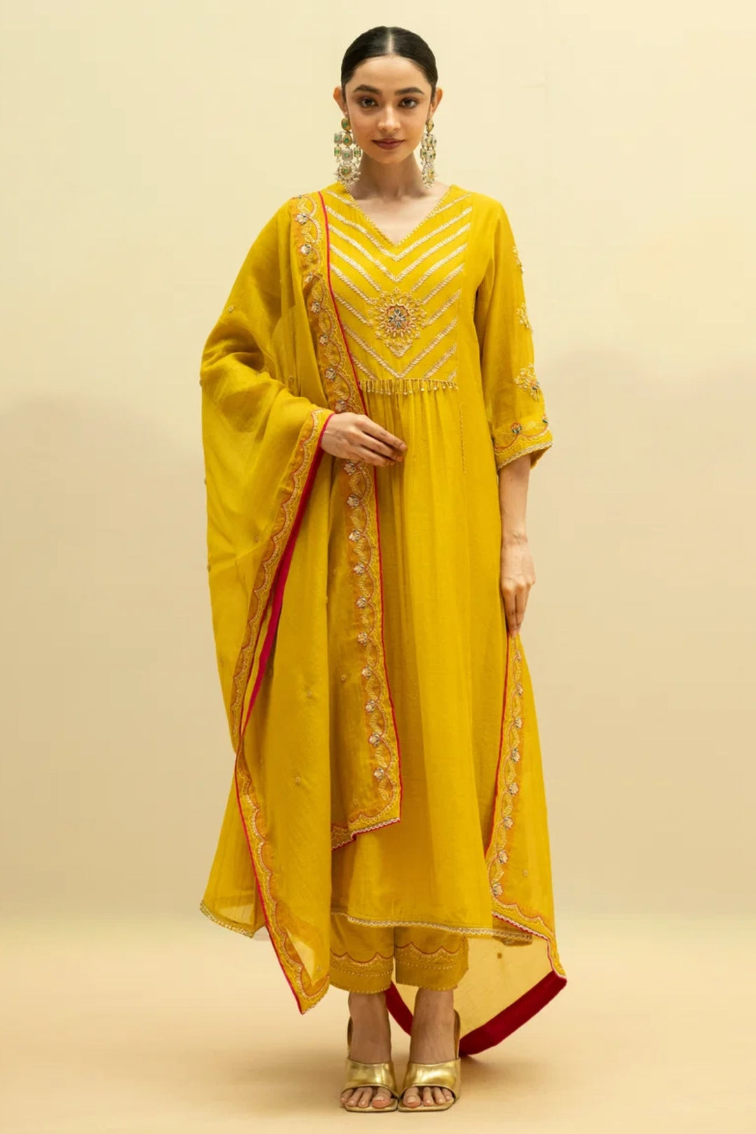 Jhoomar Mul Chanderi Aline Kurta Set