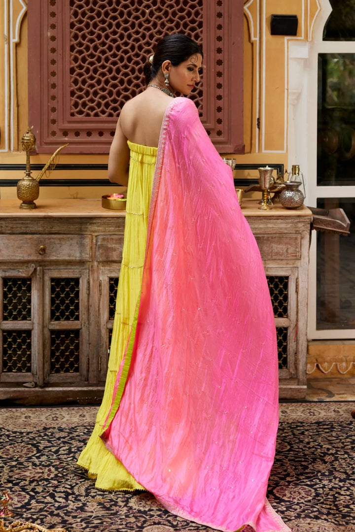 Lime yellow tube Gown