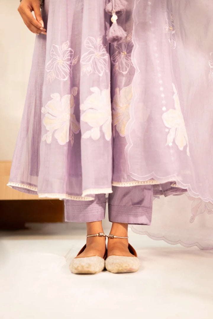 Zara Mul Chanderi Anarkali Set