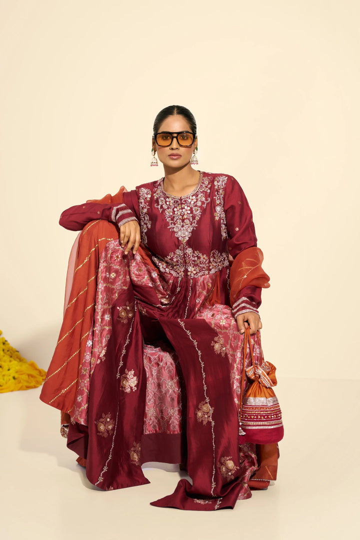 Front open anarkali set