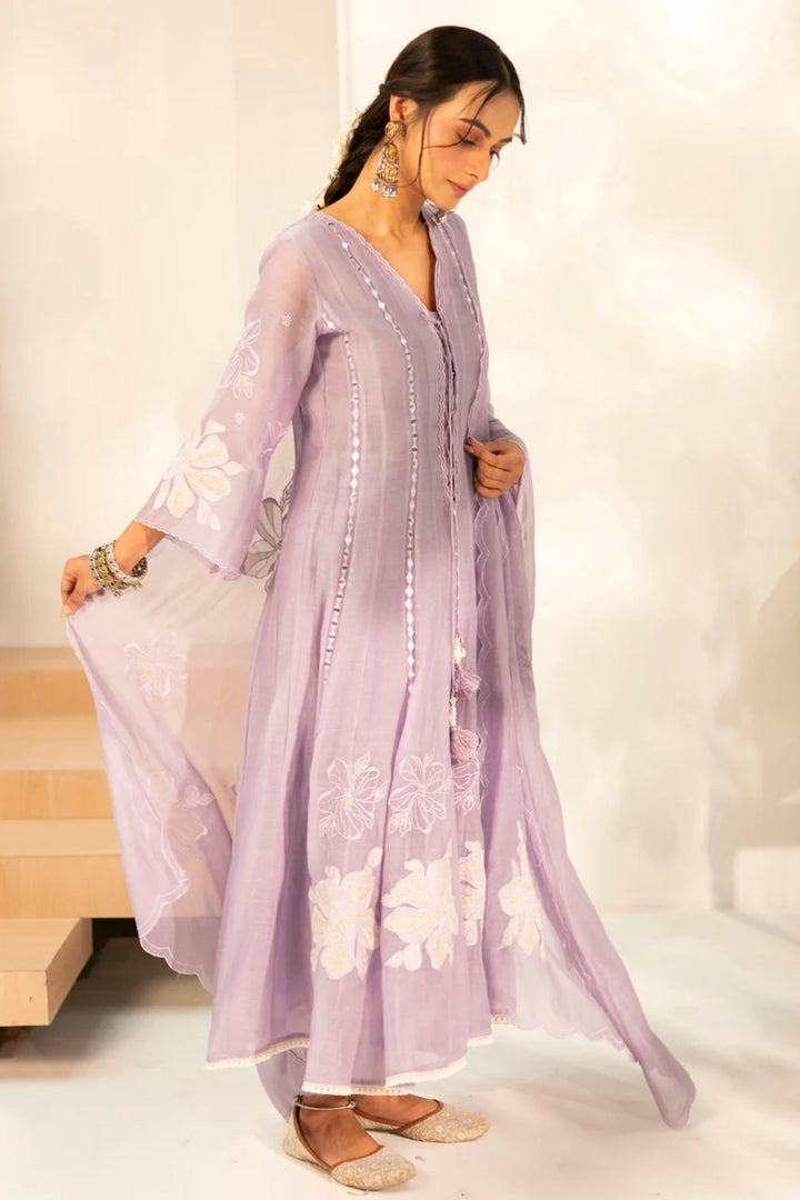 Zara Mul Chanderi Anarkali Set