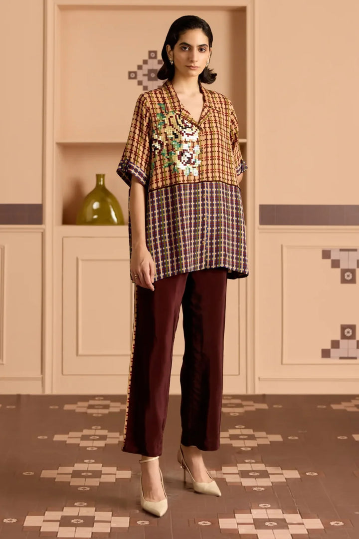 Burgandy Half N Half Shirt
