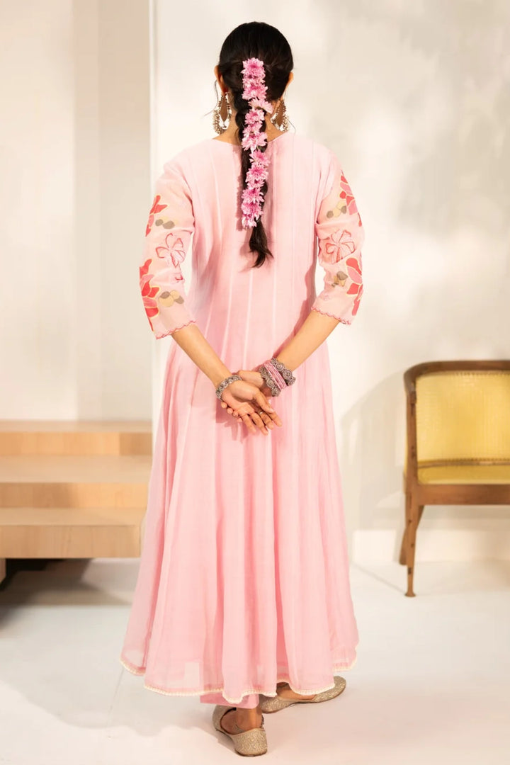 Zoya Mul Chanderi Anarkali Set