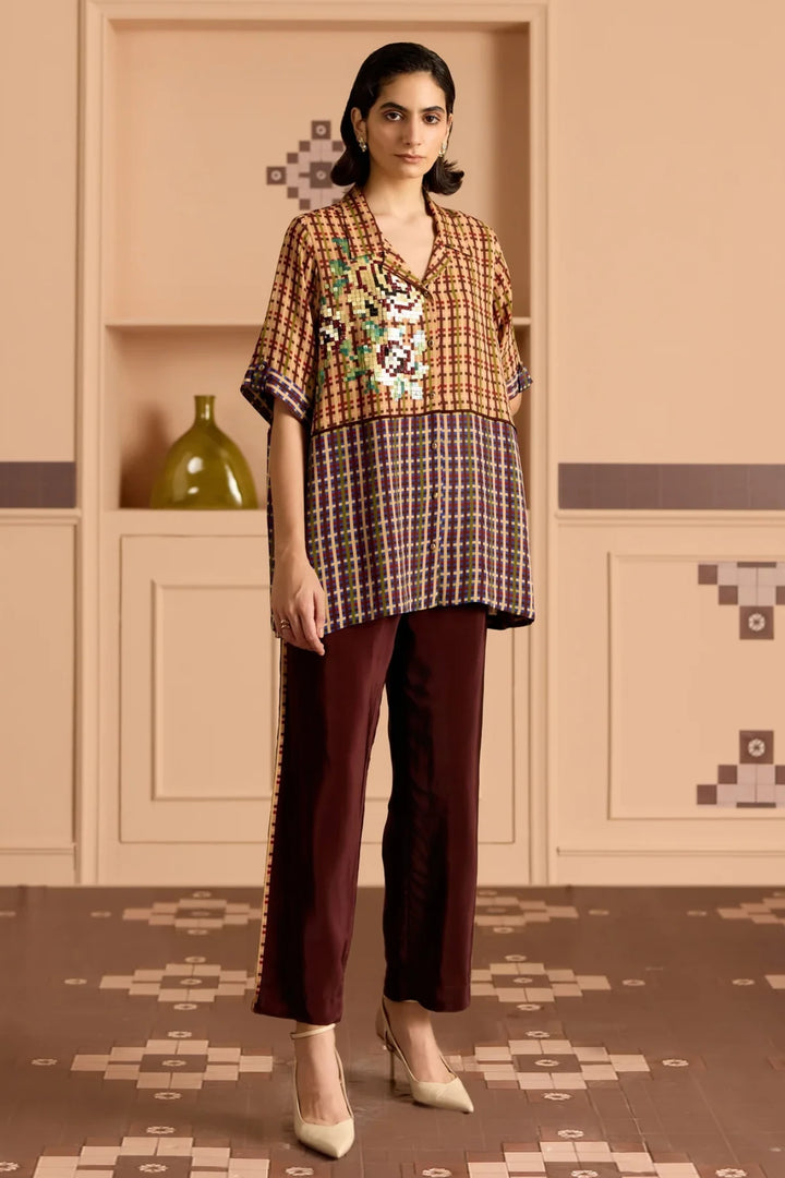 Burgandy Solid Pants