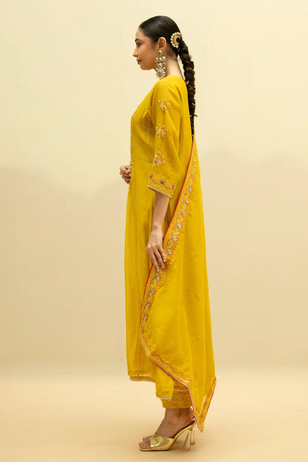 Jhoomar Mul Chanderi Aline Kurta Set