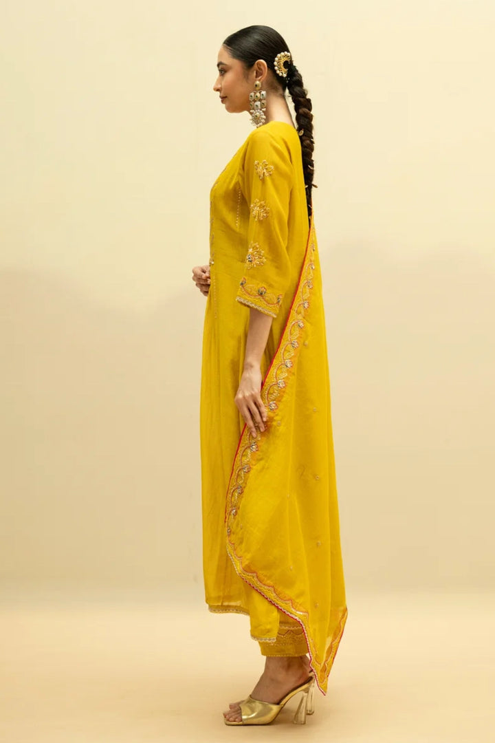 Jhoomar Mul Chanderi Aline Kurta Set