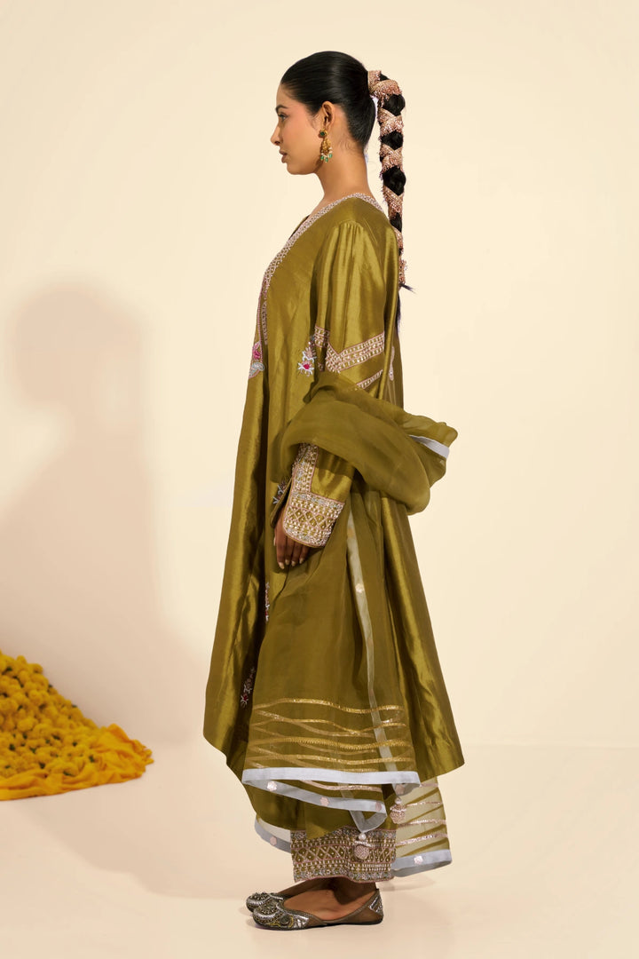 Olive green kurta set