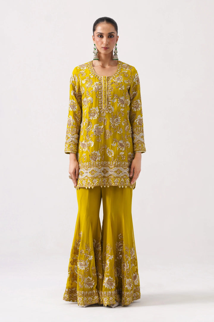 Zaar Bagh - Sharara Set - Mustard Yellow