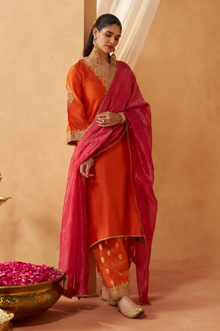Liana Burnt Chauga with Salwar and Dupatta