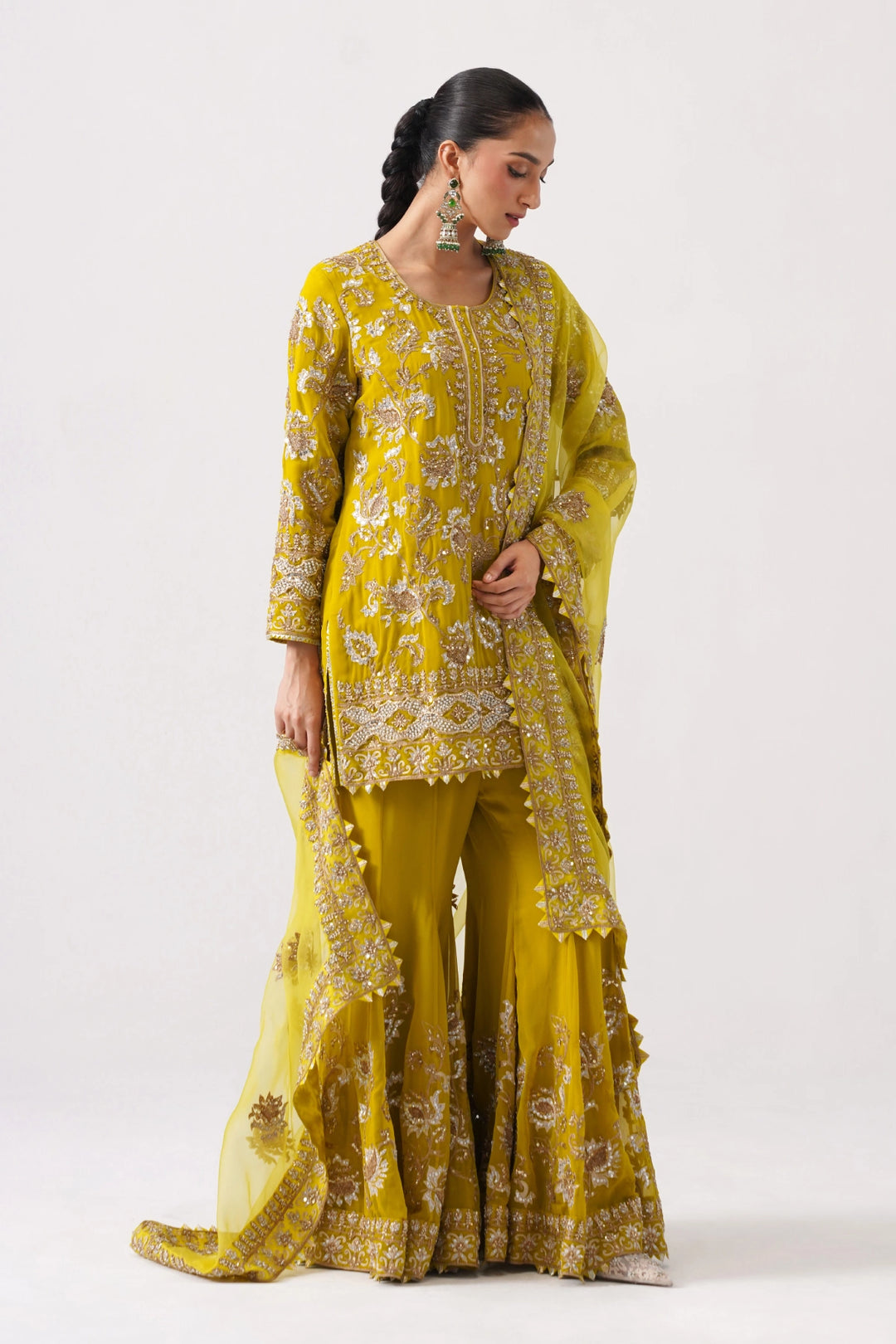 Zaar Bagh - Sharara Set - Mustard Yellow