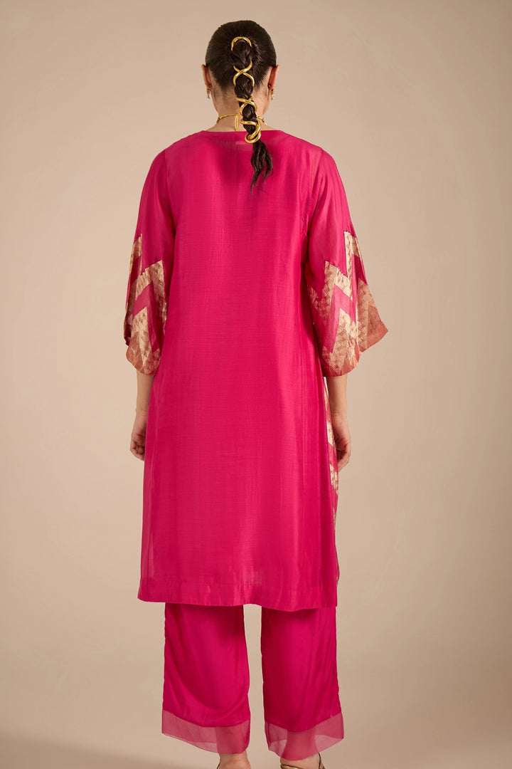 Pink and Gold Chevron Choga Set