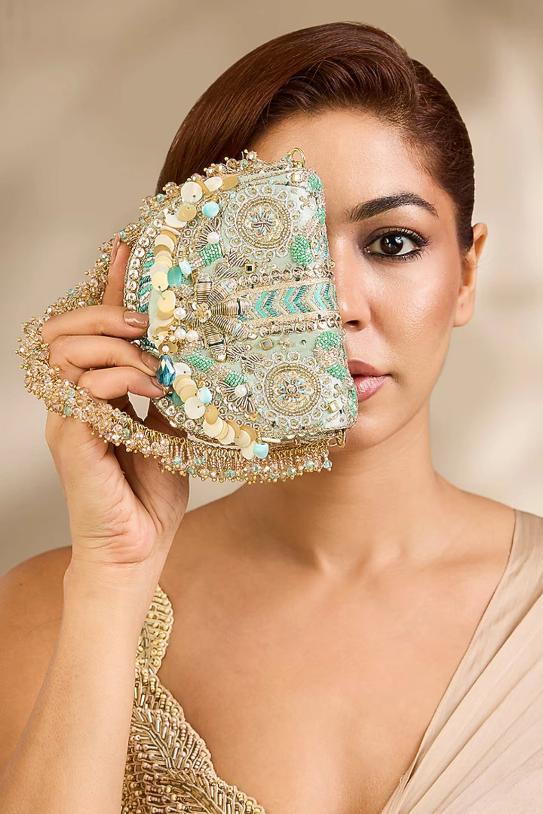 Rangrez Mini Flapover Clutch – Jade Green