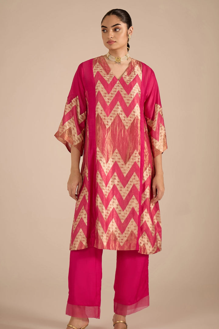 Pink and Gold Chevron Choga Set