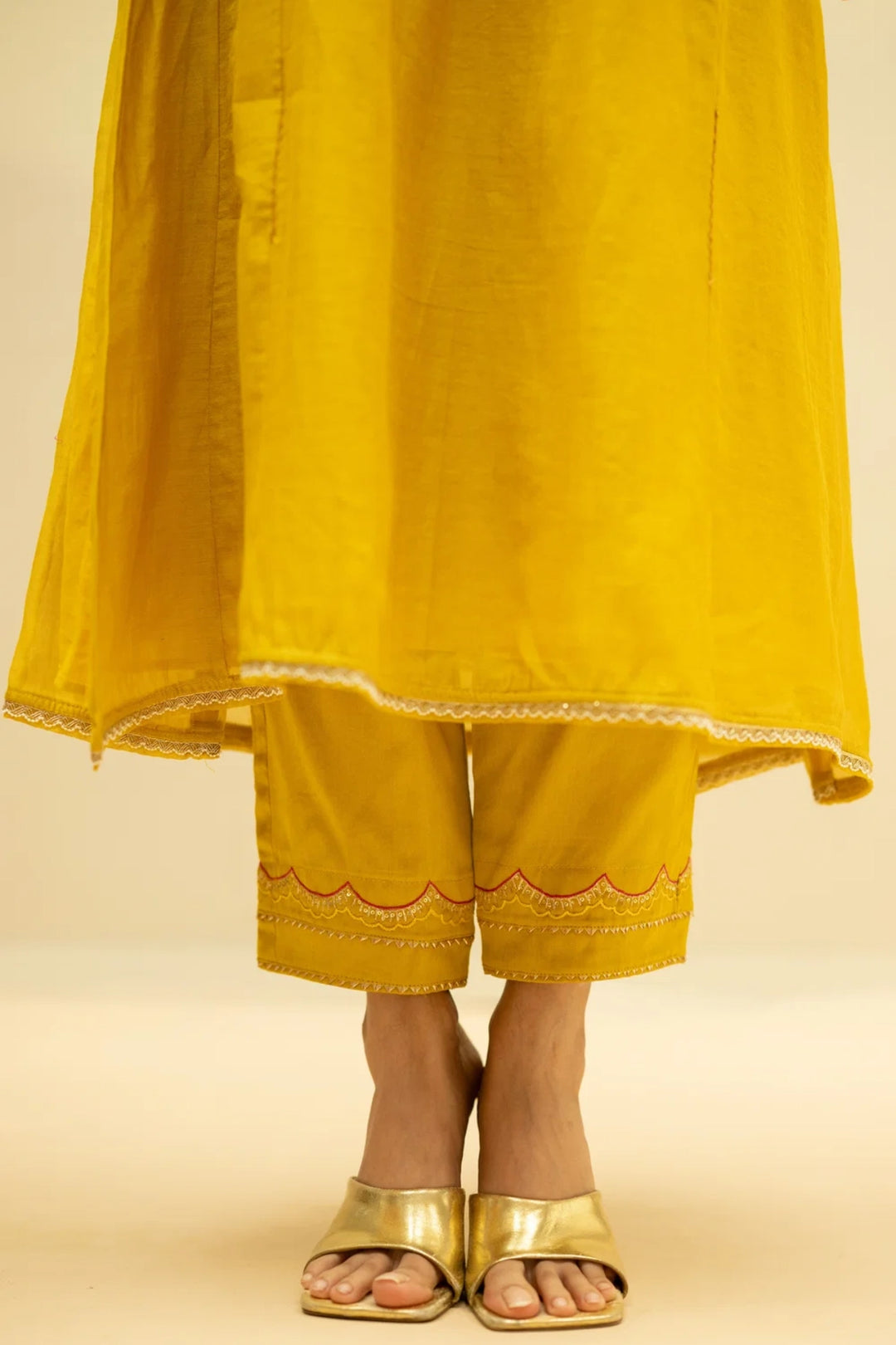 Jhoomar Mul Chanderi Aline Kurta Set
