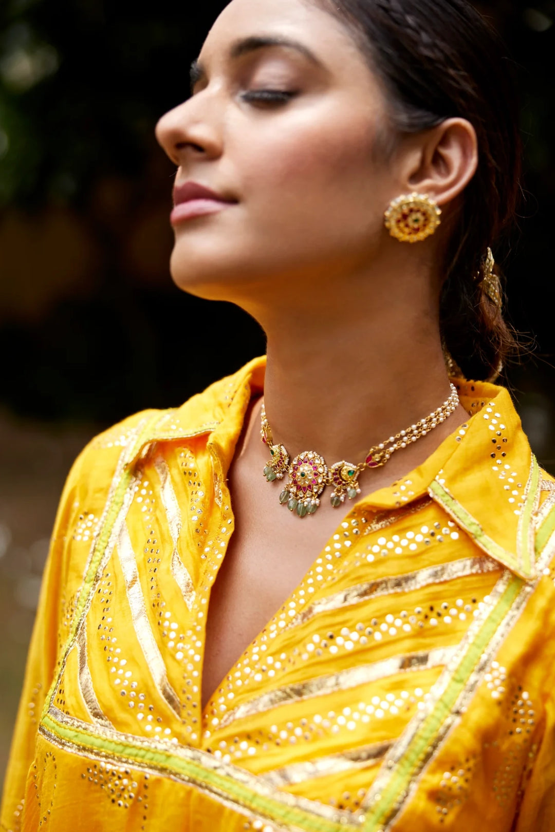 Mango Yellow Mukaish Kurta