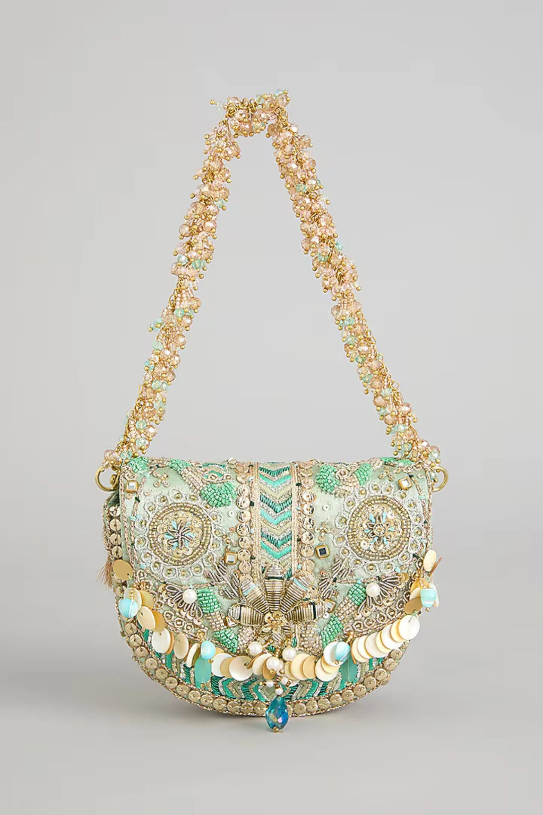 Rangrez Mini Flapover Clutch – Jade Green