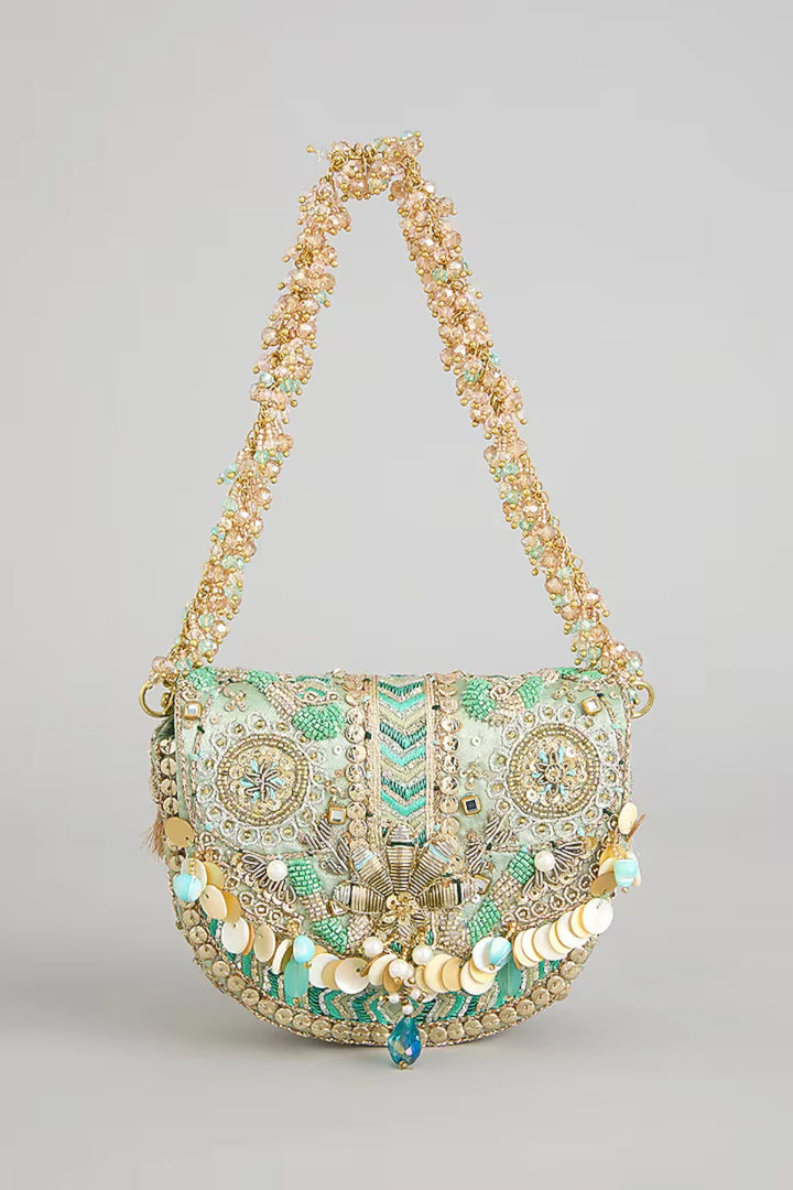Rangrez Mini Flapover Clutch – Jade Green
