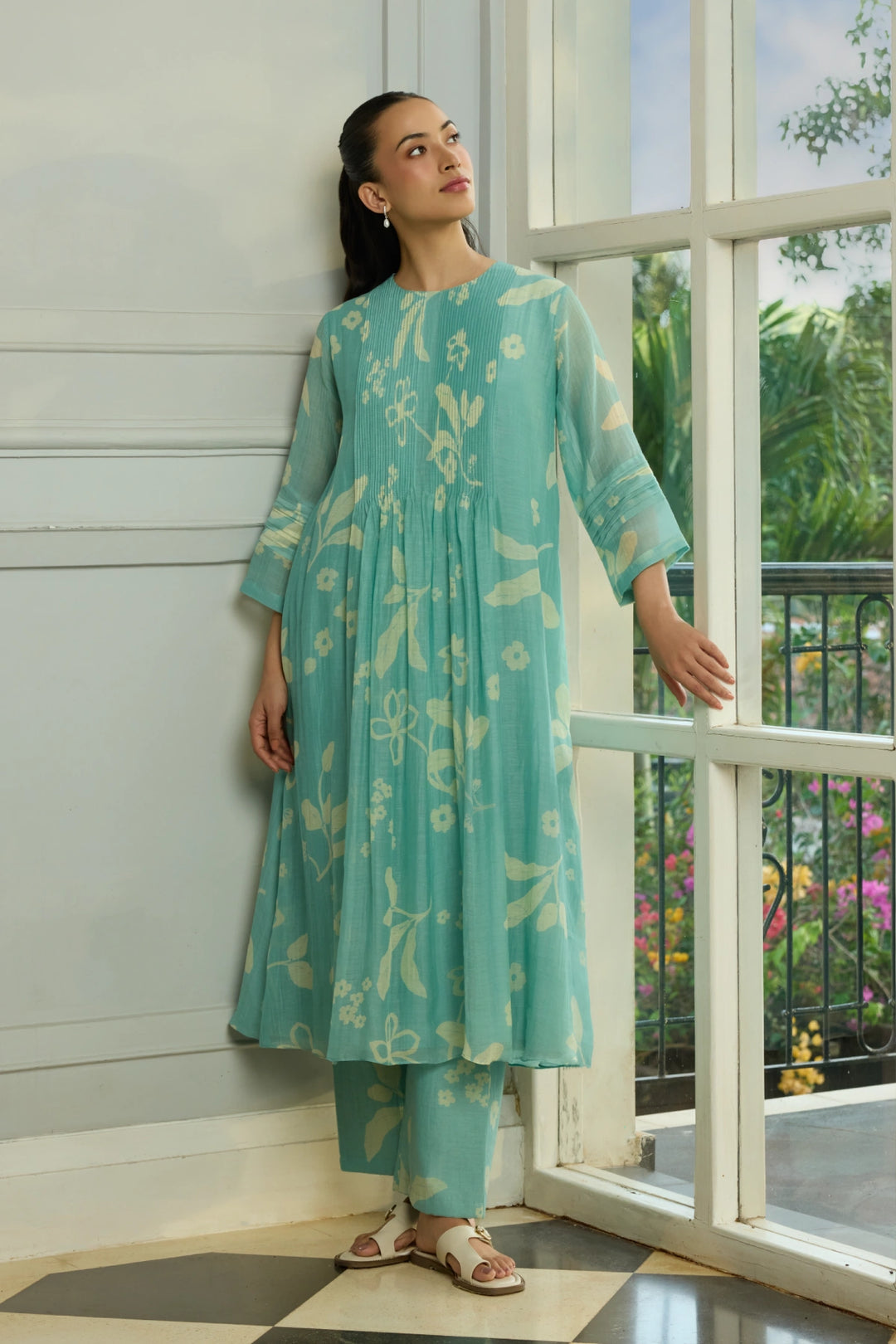 Aqua Pintuck Co-ord Set