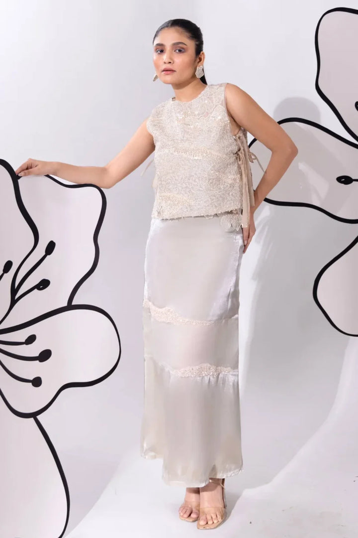 Silver Sea Shimmer Top with Skirt