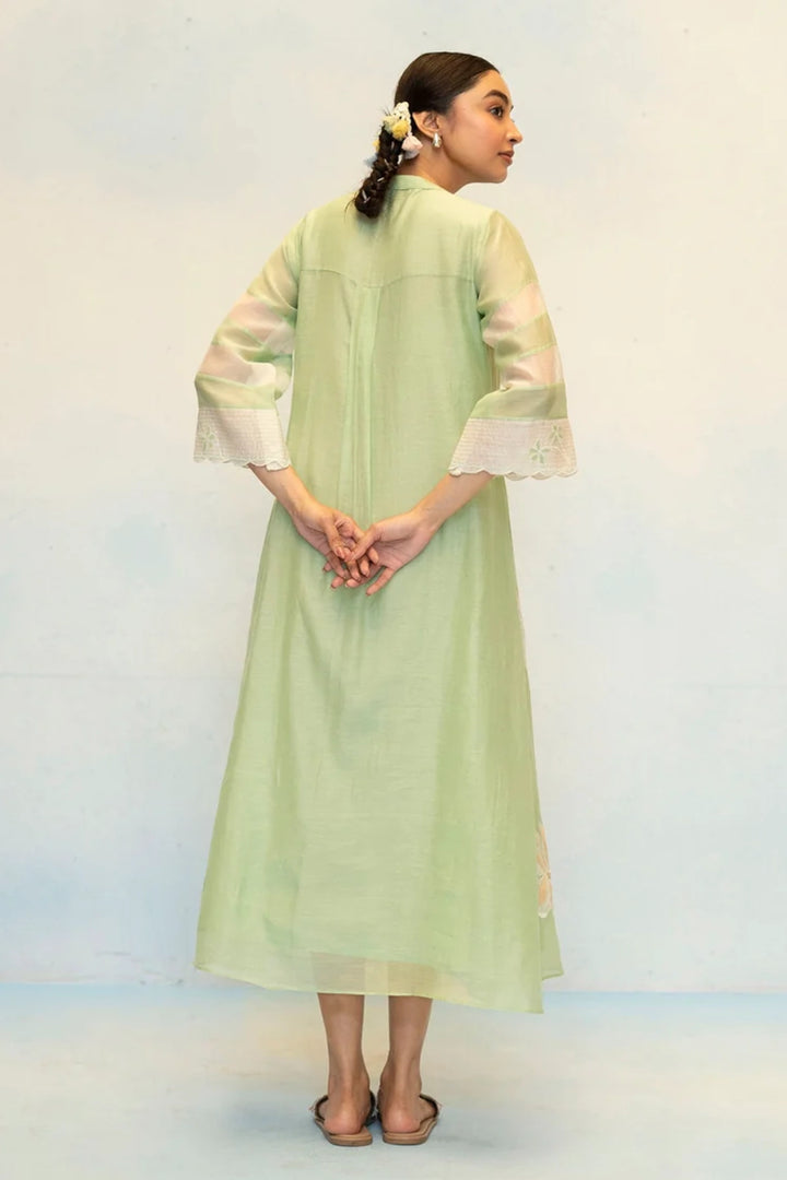 Zara Mul Chanderi Tunic Set in Sage Green