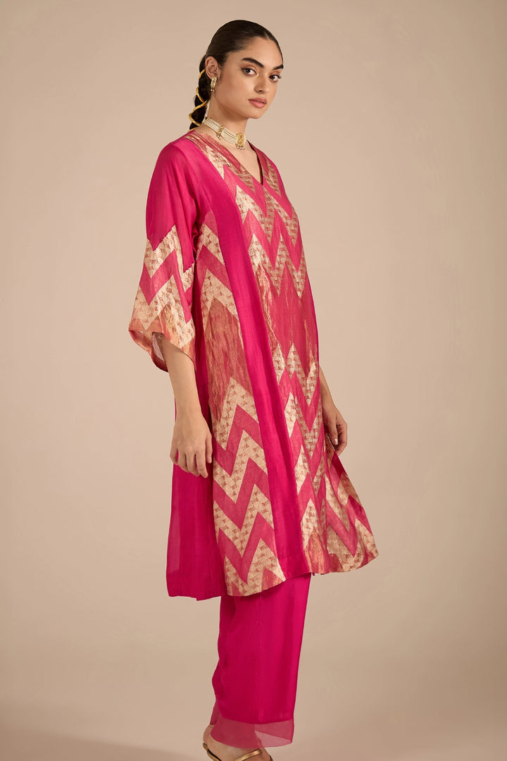 Pink and Gold Chevron Choga Set