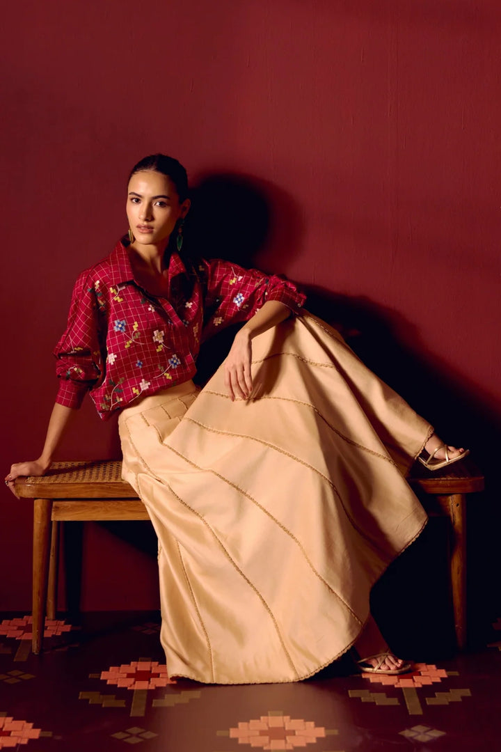 Maroon Jaal Kimono
