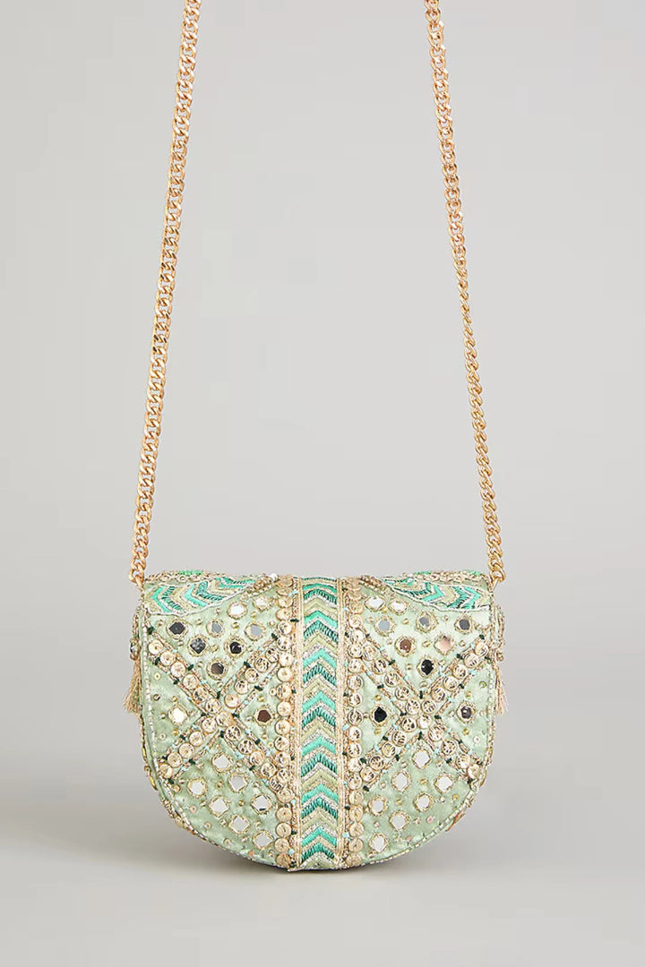 Rangrez Mini Flapover Clutch – Jade Green