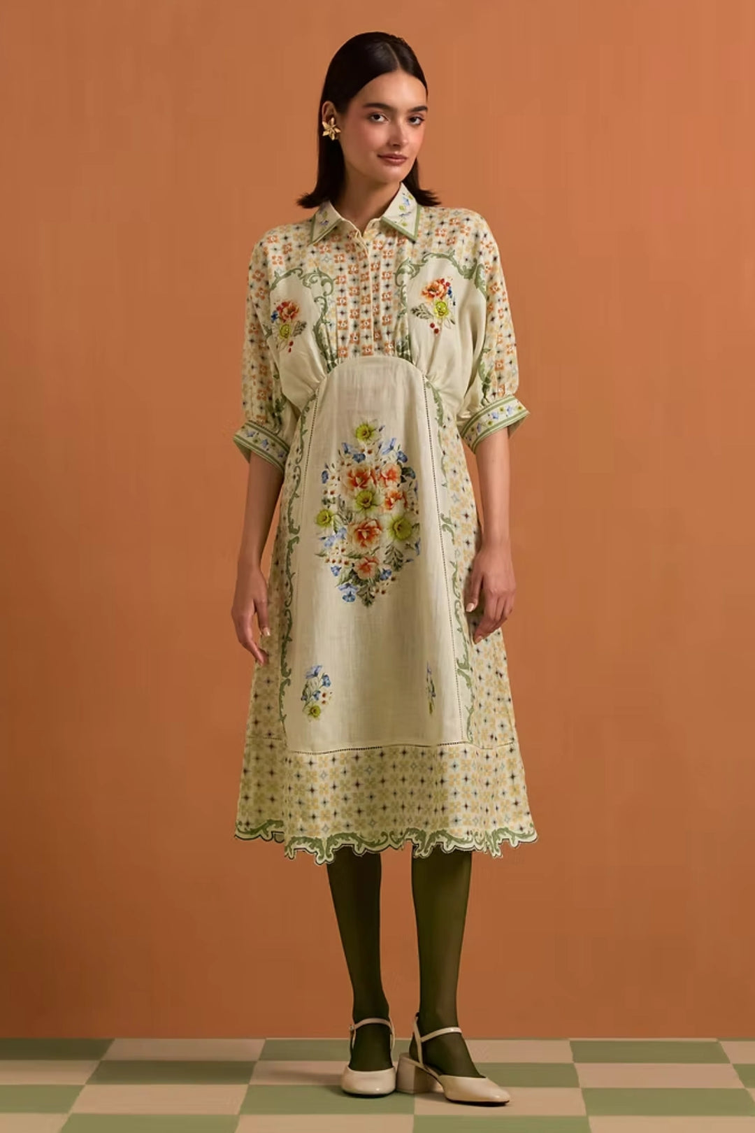 Verdant Kimono dress-Ivory