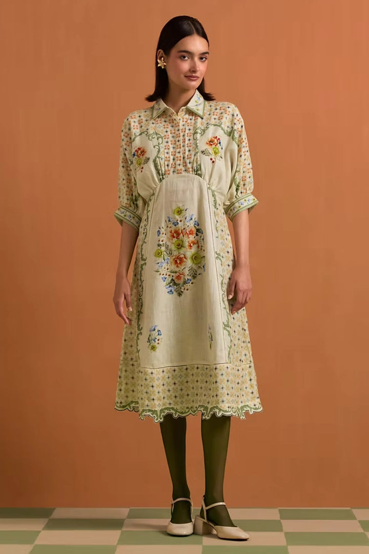 Verdant Kimono dress-Ivory