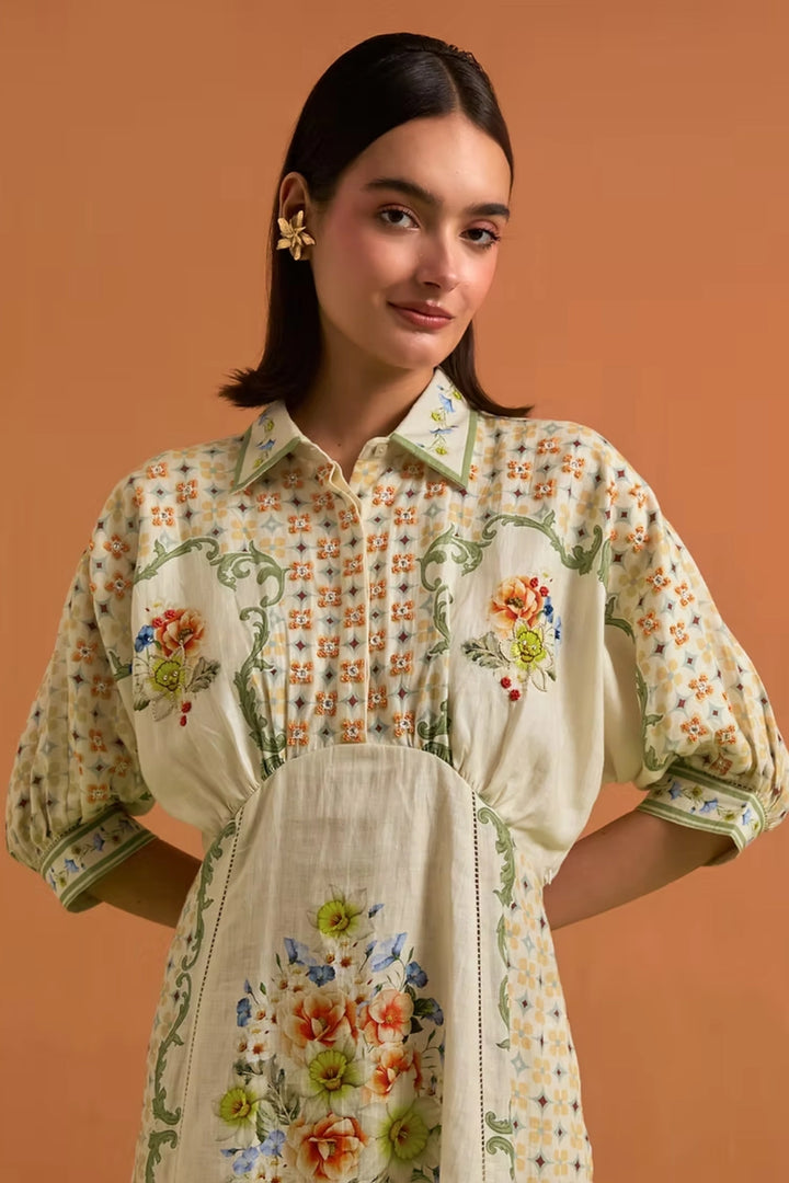 Verdant Kimono dress-Ivory