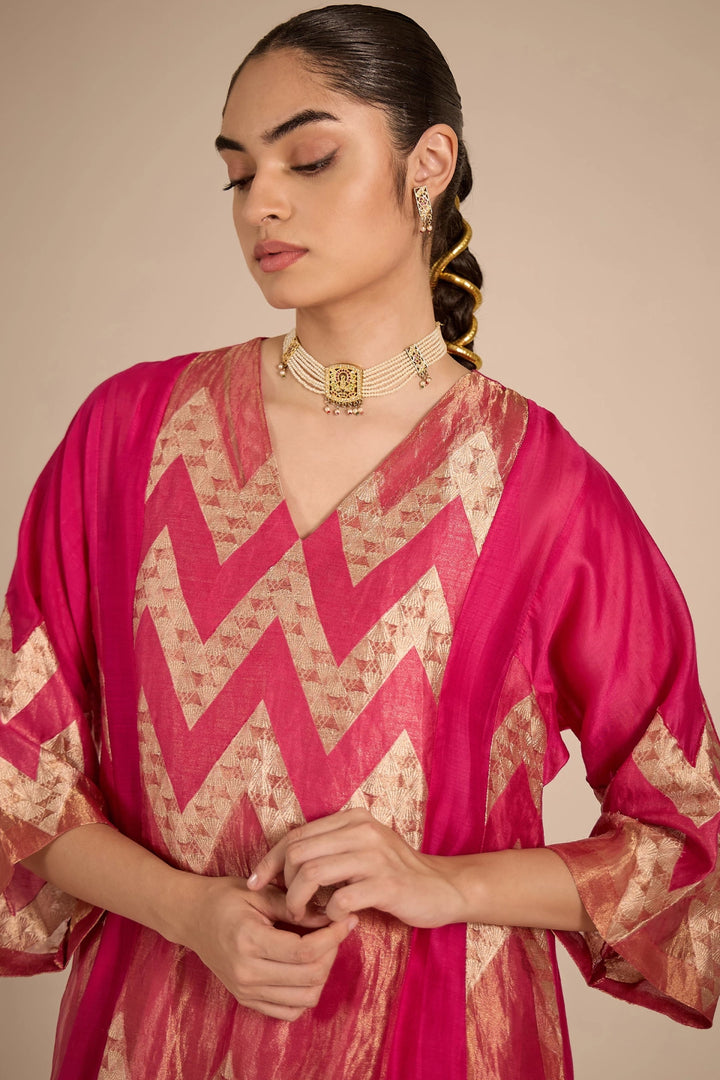 Pink and Gold Chevron Choga Set