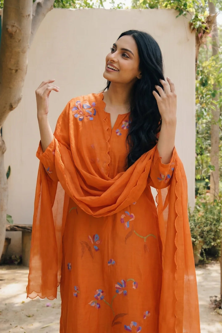Aab Multicolored Thread Embroidered Kurta Set