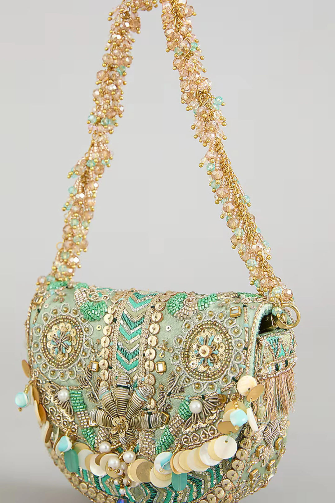 Rangrez Mini Flapover Clutch – Jade Green